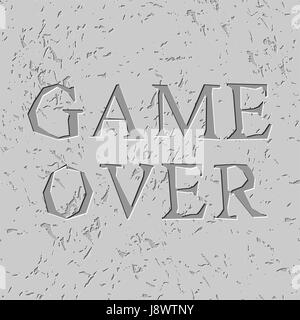 Spiel über Buchstaben auf Steinplatte geschnitzt. Chips auf Felsen Stock Vektor