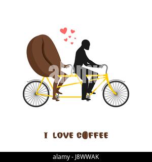 Kaffee-Liebhaber. Kaffee Bohnen auf dem Fahrrad. Liebhaber des Radsports tandem. Romantisches Date. Romantische Darstellung unterschritten Stock Vektor