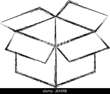 monochrome verschwommene Silhouette der Schachtel aus Karton geöffnet Stock Vektor