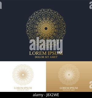 Geometrisch abstrakten runden Form mit Verbindungslinie und Punkten. Grafischen Komposition für Medizin, Wissenschaft, Technologie, Chemie.  Vektor-Vorlage Stock Vektor