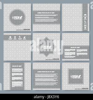 Moderne Vektor Vorlagen für quadratische Broschüre, Cover, Layout, Karte oder Magazin. Wirtschaft, Wissenschaft, Medizin und Technik Design. Nahtlose Hintergrundmuster im arabischen Stil Stock Vektor