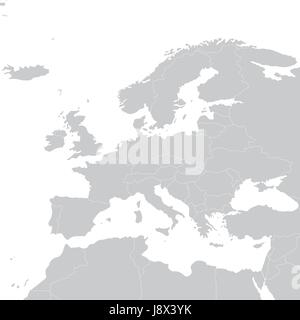 Graue politische Landkarte Europas. Politische Landkarte Europas. Vektor-illustration Stock Vektor
