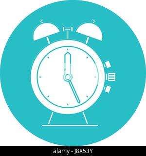 Kreis hellblau mit antiker Wecker Stock Vektor