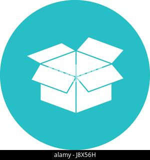 Kreis hellblau mit Box Karton geöffnet Stock Vektor