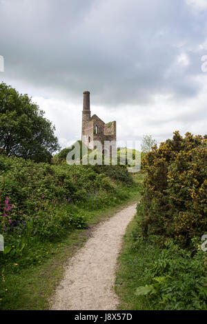 Cornish Zinn-Mine Pumpenhaus Stockfoto