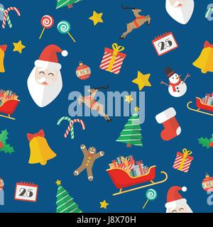 Weihnachten Musterdesign in flachen Stil. Vektor-Illustration Stock Vektor