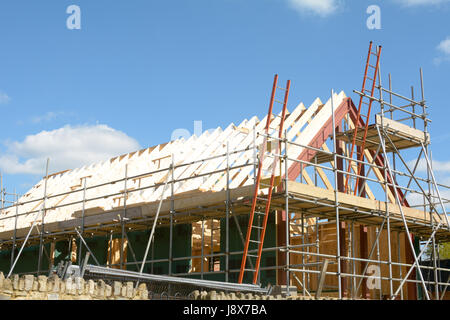 Immobilie mit Stahl- und hölzernen Rahmen gebaut Stockfoto