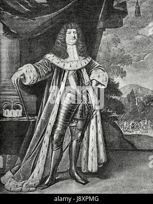 Friedrich Wilhelm (1620-1688). Kurfürst von Brandenburg und Herzog von niederließen. Porträt. Gravur. "Historia Universal", 1885. Stockfoto