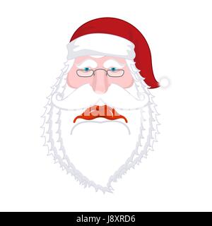Traurig Santa Claus. Stumpf Weihnachten Großvater. schmerzhaften Weihnachtsmann mit Bart in rote Kappe. Illustration für Neujahr. Xmas-Template-design Stock Vektor