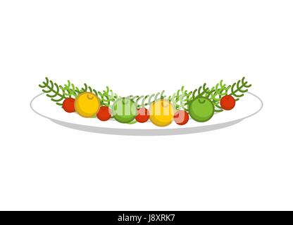 Teller mit Gemüse für gebratenen Truthahn. Gericht mit Beilage für Fleisch. Essen Vorlage Stock Vektor