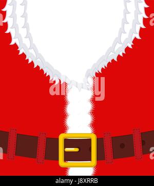 Santa Claus Bauch. Bart und Gürtel. Rot Weihnachten Kleidung. Xmas-Template-Design. Neujahr-Abbildung Stock Vektor