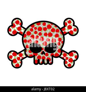 Totenkopf mit Rosen. Blütenkopf Skelett. Totenkopf-Blume Stock Vektor