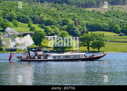 England, Cumbria, englischen Lake District, See Coniston, viktorianischen Dampf Yacht Gondel. Stockfoto