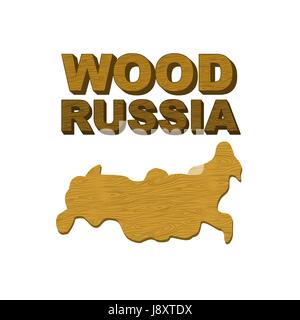 Holz-Russland. Karte des Landes in Form von Holzbrett für Lebensmittelzubereitung. Vektor-illustration Stock Vektor