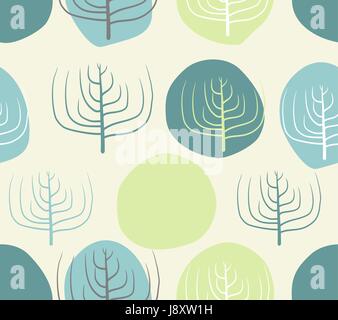 Trockene Zweige und Kreise nahtlose Patettrn. Vektor Retro-floral Hintergrund. Vintage Stoff ornament Stock Vektor