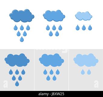 Wolken und Regen. Set von Icons für Regen. Vektor-Illustration für Wetter Stock Vektor