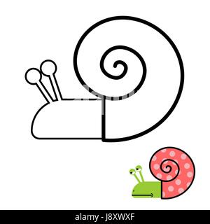 Schnecke-Malbuch. Gastropoda Muschel mit Spirale Schale. Vektor-illustration Stock Vektor