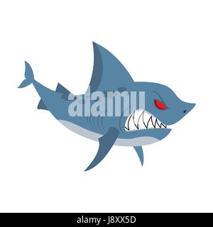 Wütend Hai. Marine Predator mit großen Zähnen. Tiefsee-Bewohner. Vektor-Illustration-Hai auf weißem Hintergrund Stock Vektor