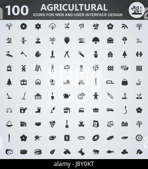 Landwirtschaft-Icons für Web und User-Interface-design Stock Vektor