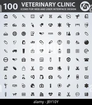 Tierklinik-Icons für Web und User-Interface-design Stock Vektor