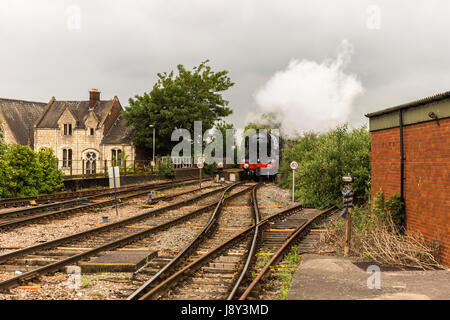 Die berühmten Flying Scotsman Lok besucht Gloucester Railway Station Stockfoto