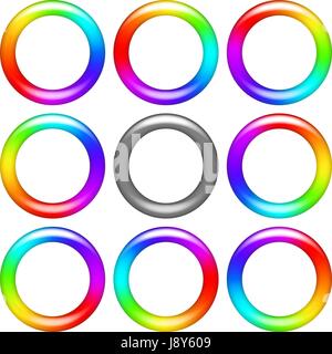 Regenbogen Ring-set Stock Vektor