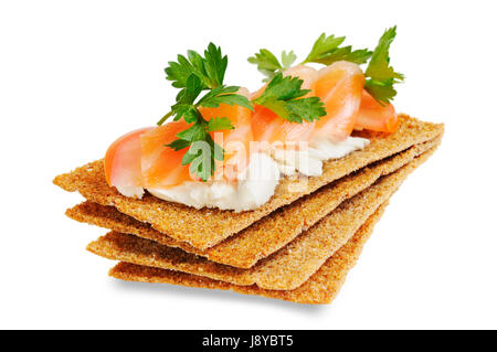 isoliert, Käse, Verein, Club, Lachs, Tomate, lecker, einfach, Snack, Stockfoto