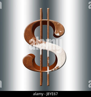 Amerikanische Dollar-Symbol mit dem Design der rot gestromt Kuh drauf, isoliert Stockfoto