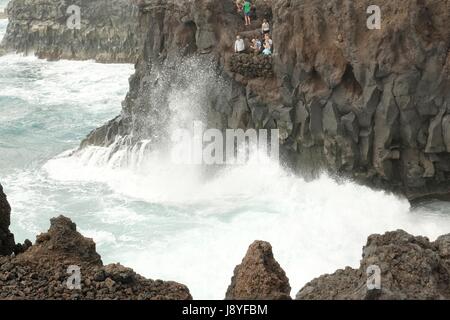 Los Hervideros auf Lanzarote Stockfoto