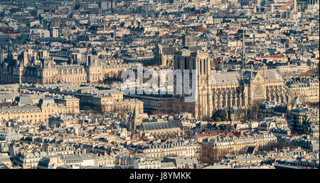 Luftaufnahme von Notre Dame de Paris, France Stockfoto