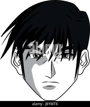 Anime-Stil-männlichen Charakter-Kopf Vektor Abbildung ...