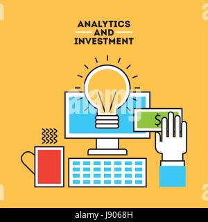 analytische und Investitionen flach Stock Vektor