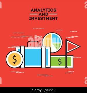 analytische und Investitionen flach Stock Vektor