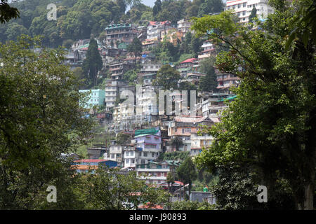 Blick auf die Stadt Darjeeling aus Observatory Hill, Darjeeling West Bengal Indien Stockfoto