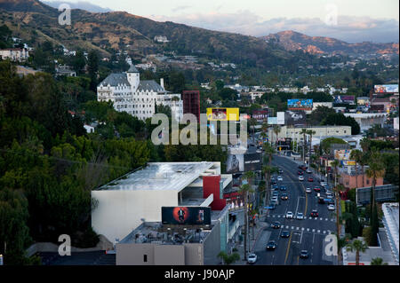 Das Chateau Marmont in den Hollywood Hills über Sunset Strip in West Hollywood außergewöhnlische von Los Angeles Stockfoto