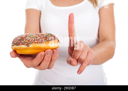 In der Nähe Bild von einer Frau mit einem donut Stockfoto