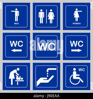 WC / WC Tür Platte Symbole festgelegt. Männer und Frauen WC Schild für Toiletten. Stock Vektor