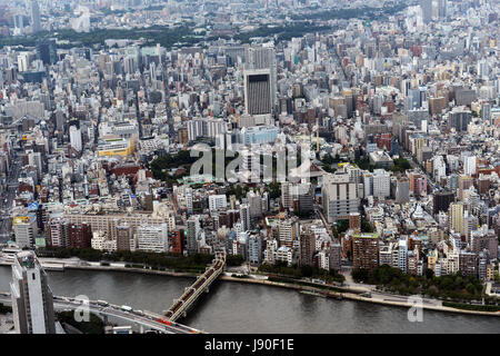 Blick auf Tokio von der Oberseite des Tokyo skytree gesehen. Stockfoto