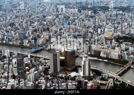 Blick auf Tokio von der Oberseite des Tokyo skytree gesehen. Stockfoto