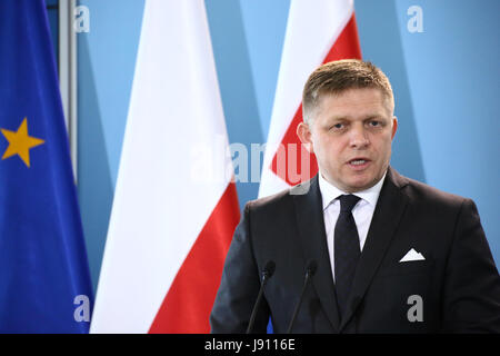 Polen, Warschau, 31. Mai 2017: Ministerpräsident Beata Szydlo und Ministerpräsident Robert Fico veranstaltete Konferenz auf polnisch-slowakischen Regierungskonsultationen. © Jake Ratz/Alamy Live-Nachrichten Stockfoto