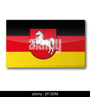 Flagge, Karte, Niedersachsen, Staat, Land, Immo, Boden, Atlas, Karte der Welt, Stockfoto