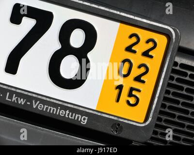 Gültigkeitsdatum von einem deutschen temporäre Nummernschild (in diesem Fall 22. Februar 2015) Stockfoto