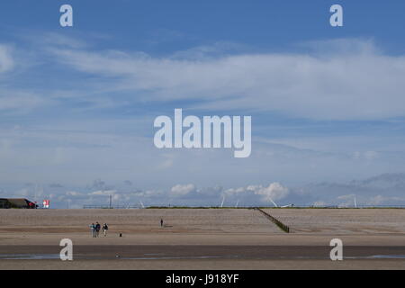 Roggen-Schloss, Kirche und Camber Sands Stockfoto