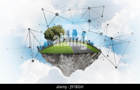 Konzept der modernen Netzwerktechnologien und grünen Öko Bau Stockfoto