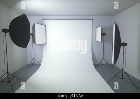 3D Illustration. Studiofotografie mit nahtloser weißer Hintergrund. Stockfoto