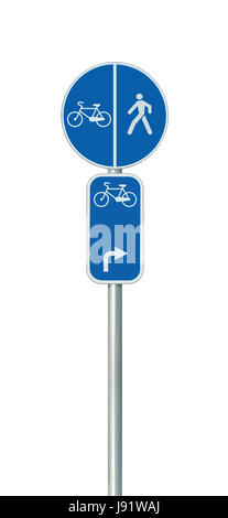Fahrrad Routennummer, Radfahrer und Fußgänger Lane Straßenschild, große detaillierte isoliert vertikale Closeup, europäischen Eurovelo-Zyklus-Bike-Netzwerk-Konzept, w Stockfoto