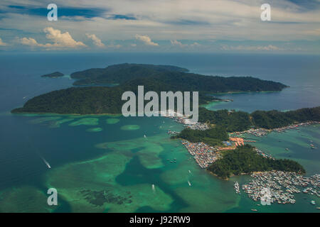 Luftaufnahme von Gaya Island, Kota Kinabalu Stockfoto