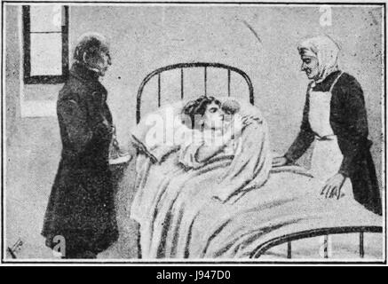 Die Seite des Romans Oliver Twist, geschrieben von Charles Dickens, fängt eine Szene aus der klassischen Geschichte ein, die sich auf die harten Realitäten des verwaisten Protagonisten konzentriert. Stockfoto