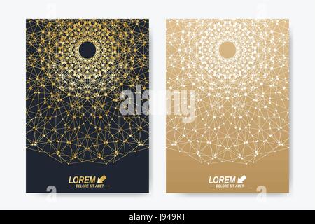 Moderne Vektor Vorlage für Broschüre, Broschüre, Flyer, cover, Magazin oder jährlichen Bericht. A4. Wirtschaft, Wissenschaft, Medizin und Technik Design-Buch-Layout. Abstrakte Darstellung mit goldenen Mandala. Stock Vektor