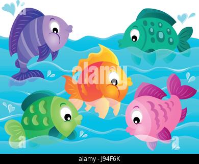 Stilisierte Fische Thema Bild 5 - eps10-Vektor-Illustration. Stock Vektor